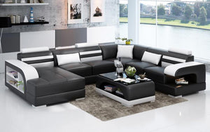 Eleese  Modern U-Shape Leather Sectional