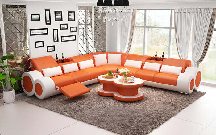 Aetius XL Modern Leather Sectional with Footrest