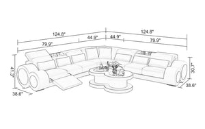 Aetius XL Modern Leather Sectional with Recliner