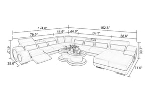 Aetius Modern U-Shape Leather Sectional with Recliner