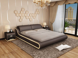 Dark Brown Leather Bed