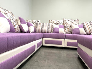 Selena Purple & White Modular Tufted Sectional