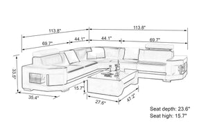 Leroy Modern Leather Sectional with Adjustable Headrest