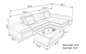 Lanz Mini Modern Leather Sectional with Chaise