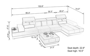 Mesa Small Modern Leather Sectional