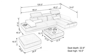 Mesa Mini Modern Leather Sectional with Chaise