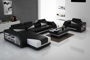 Black Leather Sectional