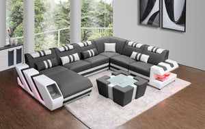 Neptune Modern Leather Sectional with LED Light