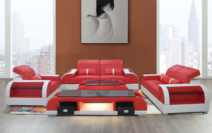 Piliu Leather Sofa Set with Side Storage