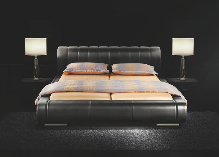 Faruk Black Leather Bed