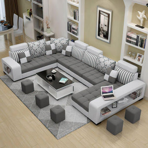 Selena Modular Tufted Sectional With Chaise(Dark Grey & Light Grey) / Top Grain Italian Leather