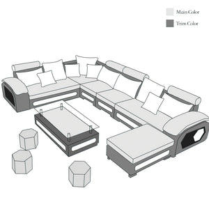 Selena Modular Tufted Sectional Style A(Light Grey & Black/White)