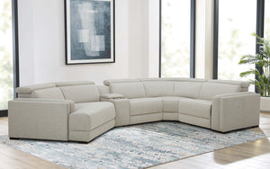 Darcey Fabric L Shape Sectional Sofa With Recliners