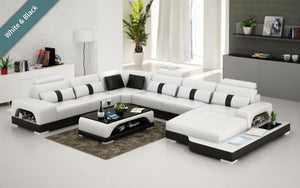 Mequon Large Leather Sectional with LED Lights