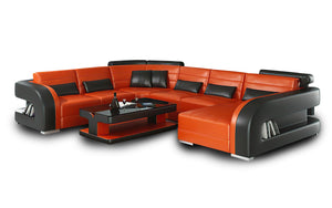 Hennessey Modern U-Shape Leather Sectional