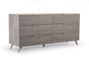 Brubon Modern Faux Concrete & Grey Dresser&Mirror