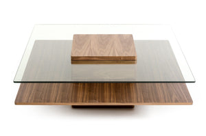 Codi Modern Walnut and Glass Coffee Table