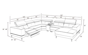 Violla Modern Leather Sectional with Recliner