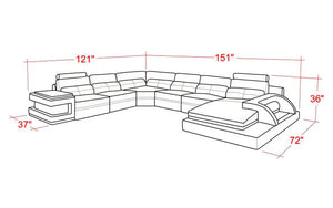 Kehlani Leather Sectional with LED Lights