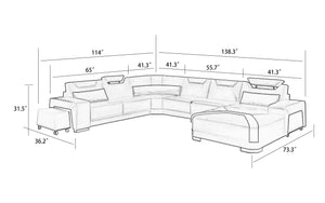 Cristana Modern U-Shape Leather Sectional