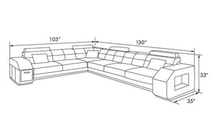 Giada Leather Sectional with LED Lights