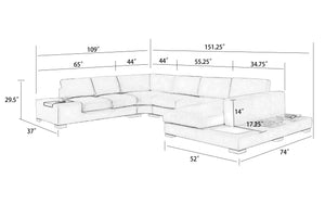 Snoe White Modern Leather Sectional with LED Light