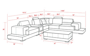 Shahzaib Leather Sectional with Console