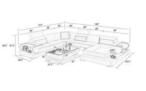 Ezrael Modern U-Shape Leather Sectional