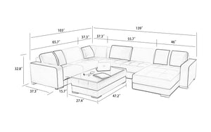 Ceaira Modern Modular Tufted Leather Sectional