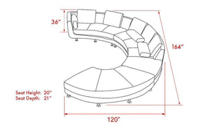 Freida Curve Shape Leather Sofa