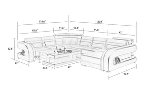 Hennessey Modern U-Shape Leather Sectional