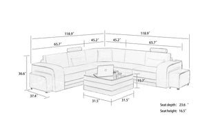 Heather Modern Leather Sectional