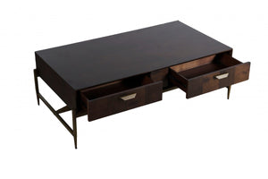 Gubbio - Modern Acacia & Brass Coffee Table