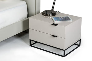 Haqi Modern Grey Nightstand