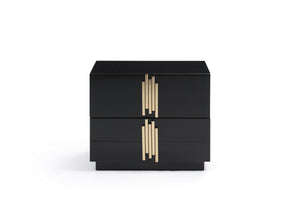 Tavi Modern Black & Gold Nightstand