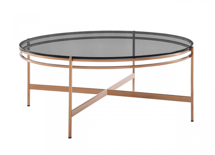 Orvinio - Modern Smoked Glass & Rosegold Coffee Table