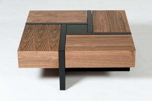 Paola Modern Walnut & Black Square Coffee Table