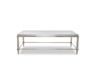 Riace Modern Glass & Stainless Steel Coffee Table