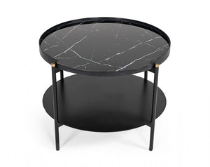 Rolidation Modern Round Black Metal Coffee Table