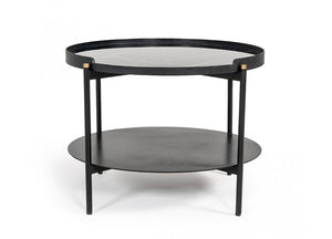 Rolidation Modern Round Black Metal Coffee Table