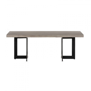 Sora Modern Concrete & Black Metal Coffee Table