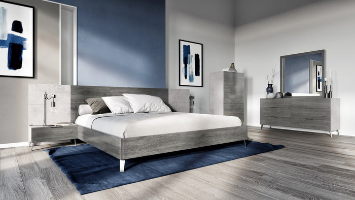 Brubon  Modern Faux Concrete & Grey Bedroom Set