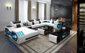 Omont Modern Leather Sectional with Console | Futuristic Furniture